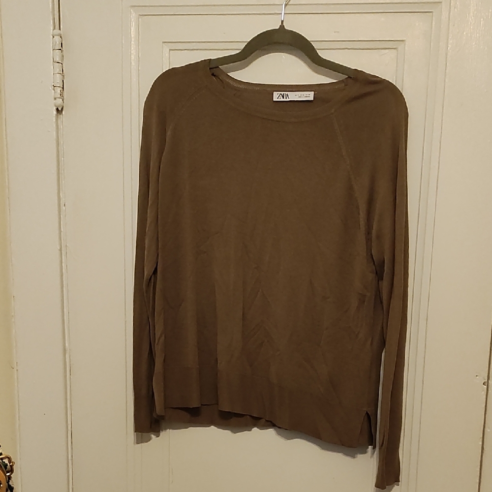 Zara Women's Brown Knit Cozy Longsleeve